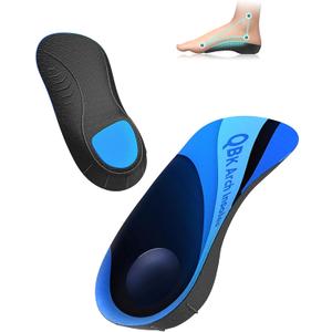 Plantar Fasciitis Relief, QBK Orthotic Inserts, Foot Pain Relief, Metatarsalgia, Heel Spurs, Inversion Comfort Orthotic Insoles for Men and Women Daily Use M (Black)