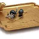 Funly mee Antique Trinket Dish Vintage Golden Metal Jewelry Tray with Bird, Ring Holder