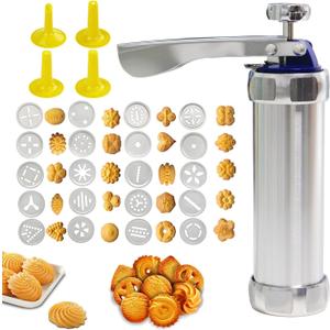Cookie Press Maker Machine Icing Gun Kit with 20 Discs and 4 Decoration Tips for Home DIY