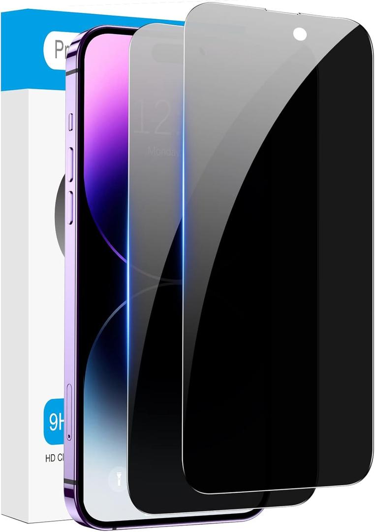 Fotbor for iPhone 14 Pro Privacy Screen Protector, [2 Pack] Privacy Screen iPhone 14 Pro, Anti Spy Private Full Coverage, Shockproof Anti-Scratch 9H Tempered Glass, iPhone 14 Pro Accessories 6.1 Inchd