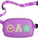 Fanny Pack For Girls Purple Kid Crossbody Bag Chenille A Letter Preppy Belt Bag, Christmas Birthday Graduation Gifts For Girl Teen Daughter Sister, Personalized Nylon Fanny Packs