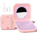 HEMILAB Retainer Case, Slim Aligner Case with Vent Holes, Compatible with Invisalign, Mouth Guard Case with Mirror, Cute Orthodontic Retainer Case with Retainer Removal Tool and Brush, Pink