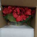 Hollyone Hydrangea Artificial Flowers in Vase Red Silk Fall Fake Flowers Arrangements with Glass Vase with Faux Water Faux Floral Bulk Bouquet for Office Table Centerpiece Shelf Home Decorations