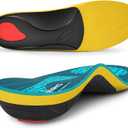 WalkHero Heavy Duty Pain Relief Insoles, 220+lbs High Arch Support Orthotics Inserts for Plantar Fasciitis, Flat Feet, Pronation and Heel Pain (Mens 8-8.5 | Womens 10-10.5, Coral Green)