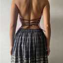 MakeMeChic Women's Cowl Neck Halter Crop Tops Backless Y2k Graphic Tank Top Jersey Shirt (M)