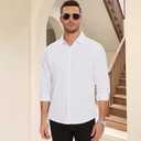 Men's Long Sleeve Casual Button Down Shirts Untucked Shirts for Men Business Stretch Wrinkle Free Dress Shirt (White, XXL)