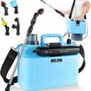 2 Gallon Electric Garden Sprayer, Battery Powered Pump with 6 Spray Modes, 4 Durable Nozzles, USB Rechargeable, Retractable Wand & Adjustable Strap for Lawn Garden Weed Control, Blue