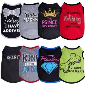 hoyuwak 8 Pieces Pet Shirts Funny Dog Printed Clothes Breathable Cool Puppy Sleeveless Vests for Summer, M
