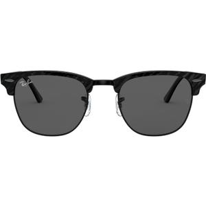 Ray-Ban RB3016 Clubmaster Square Sunglasses (Wrinkled Black on Black/Dark Grey)