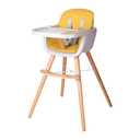 Foho Baby High Chair, Perfect 3 in 1 Convertible Wooden High Chair with Cushion, Removable Tray, and Adjustable Legs for Baby & Toddler, Yellow
