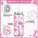 Qinyoung 24 Pcs Western Cowgirl Cowboy Plastic Tumbler 14.2 oz Cowgirl Party Favors Reusable Cups with Lids and Straws Decoration Iced Coffee Cup My First Rodeo Decorations(Classic Style,Rose Red)