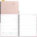POPRUN Planner 2025-2026 Weekly Planner Notebook (Large 8.5''x 10.5'') Academic Calendar (JUL.25 - JUN.26) Appointment Book with Monthly Tabs, Spiral Soft Cover, Inner Pocket, 100 GSM - Pink