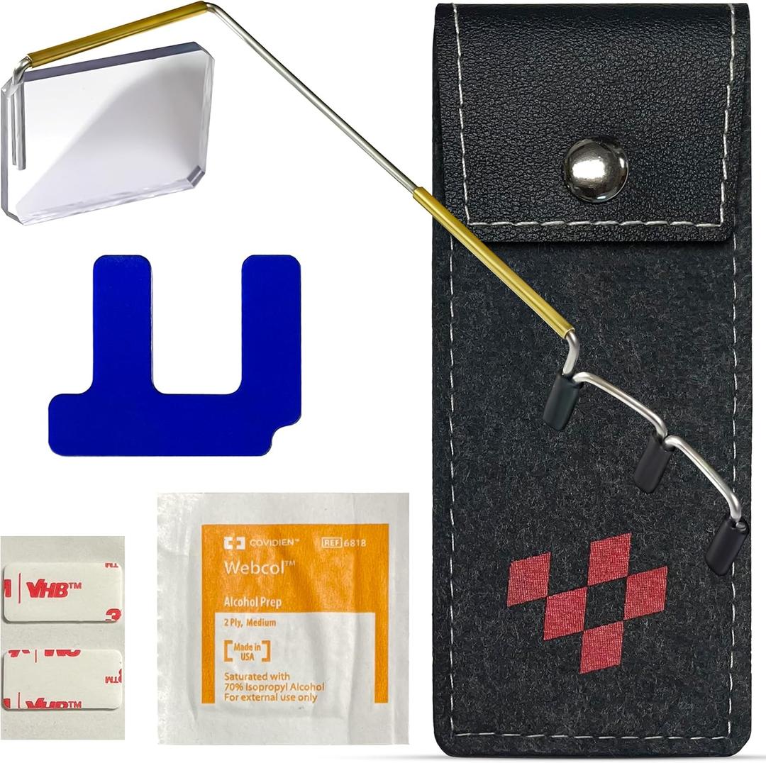 Take A Look Active Original Activity Mirror for Sunglasses, Bike Helmets, Visors for Cycling and Outdoor Activities with Helmet Adapter and Carry Case (Single, Silver Blue Grey Bundle)