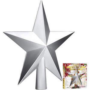Aneco 4 Inch Silver Traditional Glossy Christmas Tree Toppers Decoration Star Treetop Ornaments Holiday Decoration for Home Decor