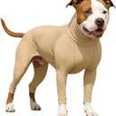 LovinPet UPF 50+ Dog Sun Protection Shirt for Medium and Large Dogs, 4-Way Stretch Nylon, Lightweight Anti-Static Quick-Dry UV Layer, Indoor Shedding Control and Winter Base Layer,Beige White, Large
