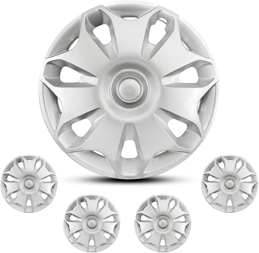 16" Hubcaps Wheel Covers Compatible with 2014-2023 Ford Transit Connect, Hubcap Wheel Cover Replacement Set of 4, Snap-On Direct, # DT1Z-1130-C DT1Z1130C DT11-1130-EB DT111130EB (4Pcs, Gloss Silver)