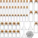 Sherli 45 Pcs Mini Tiny Glass Jars Small Bottles with Cork Stoppers Spell Jars with Eye Screws and Funnels Tiny Cork Glass Bottles for DIY Art Craft (1ml, 2ml, 3ml, 5ml, 10ml)