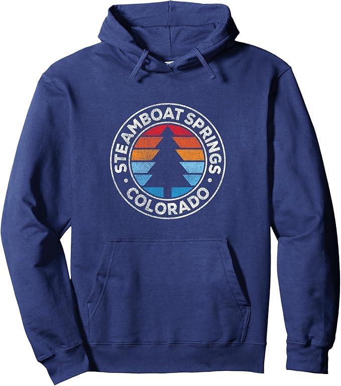 Steamboat Springs Colorado CO Vintage Graphic Retro 70s Pullover Hoodie, S