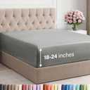 Extra Deep Queen Fitted Sheet - Hotel Luxury Single Fitted Sheet Only - Easily Fits 18 inch to 24 inch Mattress - Ultra Soft, Wrinkle Free w/Extra Deep Pockets - Breathable & Comfy - Heathered Grey