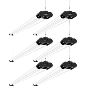 hykolity 6 Pack 4FT Linkable LED Shop Light, Utility Shop Light Fixture, 4400lm, 42W [250W Equivalent], 5000K Daylight Shop Lights for Garage, Hanging or Surface Mount, with Power Cord, ETL, Black