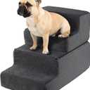Dog Stairs for Small Dogs & Cats 18" H, 4-Step Non-Slip Dog Steps for Bed, Sofa and Chair, Pet Stairs with High Density Foam, Grey