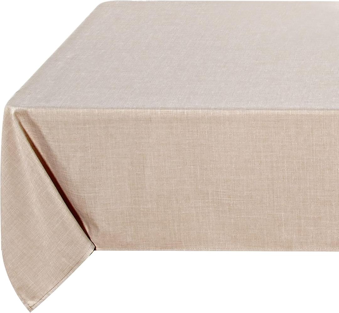 Fitable Faux Linen Tablecloth Square Wrinkle Resistant Fabric Neutral Table Cloth, Indoor Outdoor Table Cover for Kitchen Dining, Birthday Party, Farmhouse (Beige, 54 x 54 Inch)