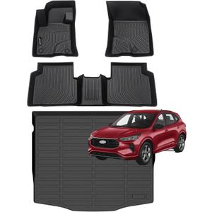 Jenofa-Car Floor Mats & Cargo Liner for 2020-2026 Ford Escape Gas (NO Hybrid) All Weather Floor Mats Set Full Set Floor Liners Custom for Escape 2025 Accessories