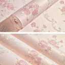 Embossed Rose Floral Contact Paper Self Adhesive Non-Woven Wallpaper Peel and Stick Wall Decor for Girls Living Room Bedroom Kitchen Bathroom Wall (Pink, 53cm x 3m)