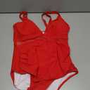 SUUKSESS Women Sexy Mesh Tummy Control Swimsuit Push Up High Waisted Bathing Suit (Red, L)