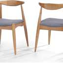 Christopher Knight Home Francie Fabric with Oak Finish Dining Chairs, 2-Pcs Set, Grey / Oak