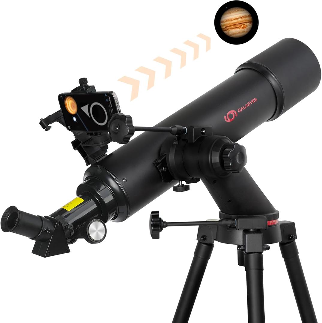 Telescope,GALAEYES 100mm Aperture 600mm FL w/Star-Finding System for iOS/Android, Telescope for Adults high Powered, Refractor Telescopes for Beginners,w/High-Precision Adjustment,Black