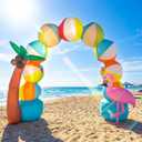 9FT Summer Inflatable Beach Arch Ball, Giant Inflatable Arch Pool Party Decorations with 8 LED Lights Summer Inflatables Outdoor Decorations Beach Party Decorations for Sea Pool Beach Hawaiian