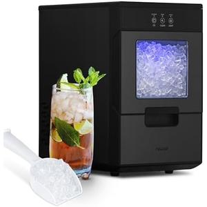 Newair Nugget Ice Maker Countertop - 44lbs/Day, Countertop Sonic Ice Machine, Self-Cleaning & Refillable Water Tank, Pebble Ice Maker, Ideal for Home Office, Kitchen or Bar | Black Stainless Steel