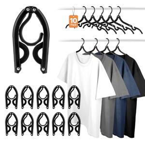HOUSE DAY Travel Hangers, Portable Folding Hangers for Suitcase, Cruise Ship Essentials, Space Saving Clothes Hanger with Non-Slip Grooves for Vacation, Business Trip, Dorm (10 Pack Black)