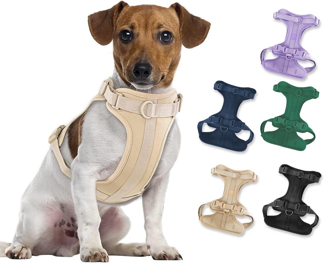 Wisedog No Pull Lightweight Dog Harness: Adjustable Durable Breathable Mesh Pet Vest Harness with Soft & Comfortable Cushion, for Small Medium Large Dogs (Medium, Sand Color) (M:Neck=11.81"-18.11"/Chest=18.11"-27.95")