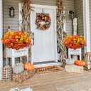 12 Bundles Artificial Fall Flowers for Outdoors Faux Plants Fake Mums Silk Flower for Outside Home Planter Window Porch Patio Front Door Decoration (Orange Yellow)