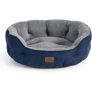 Bedsure Dog Beds for Small Dogs - Round Cat Beds for Indoor Cats, Washable Pet Bed for Puppy and Kitten with Slip-Resistant Bottom, 25 Inches, Navy