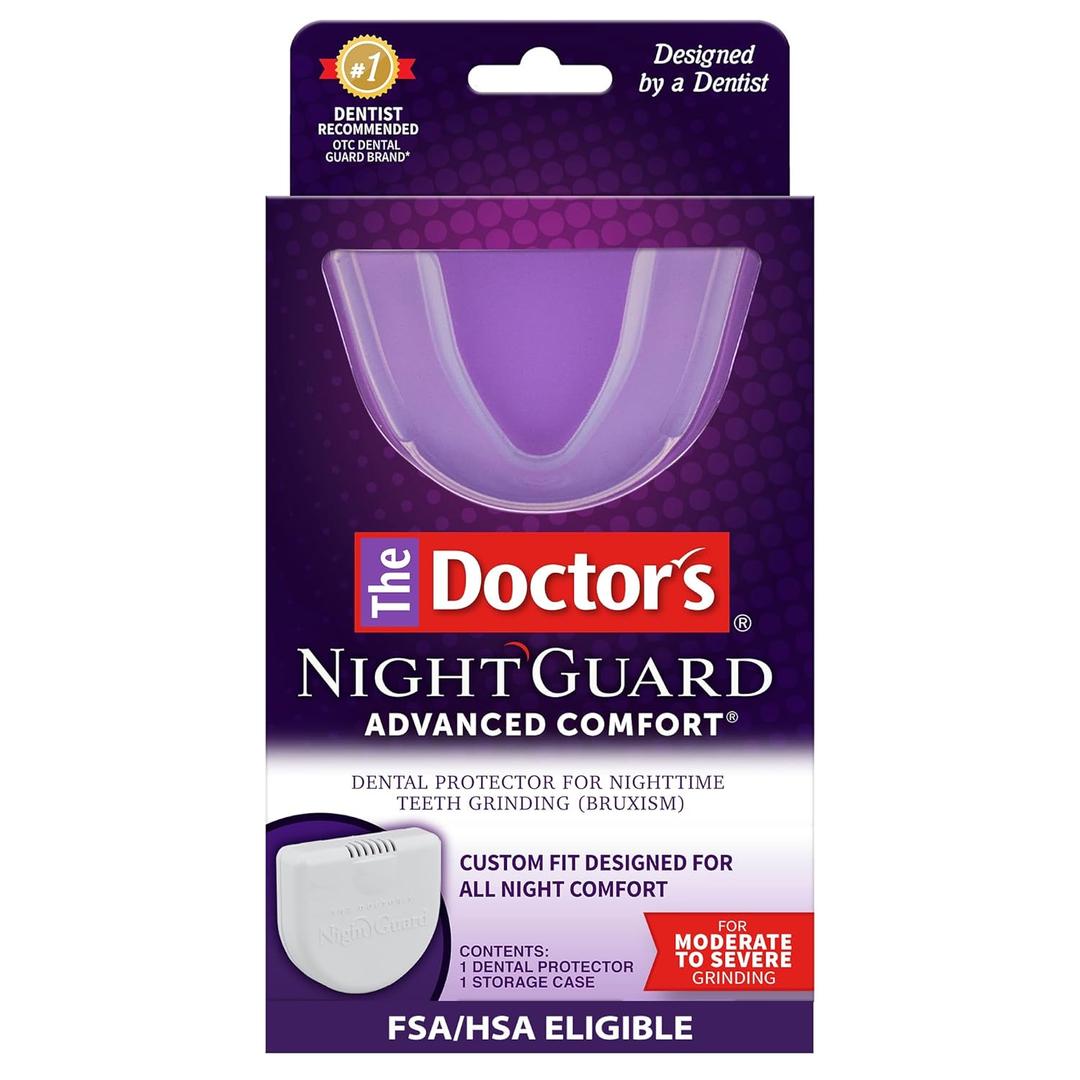 The Doctor’s NightGuard Mouth Guard for Grinding Teeth at Night, Includes Storage Case, Pack of 1