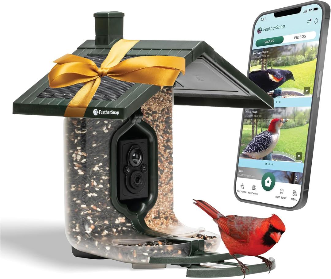 Smart Bird Feeder: AI Bird ID, Solar Power, Wi-Fi Connectivity, Sends HD Pictures and Videos to Your Phone, Two Seed Bins, Multiple Mounting Options - Best Smart Bird Feeder