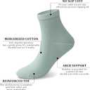 Wildarms Womens Cotton Dress Socks - Soft Thin Crew Socks for Business Trouser Casual Everyday Wear 6 Pairs (Black2+pink2+green2)