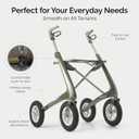 byACRE Carbon Overland/All Terrain Carbon rollator/Big Pneumatic Wheels/Lightweight at only 14.8 lbs/Foldable with seat