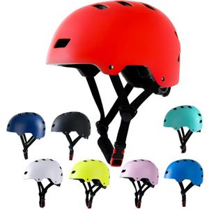 Bike Helmet 3 Sizes for Teenager Kids Youth Adults,Bavilk Skateboard Helmet Adjustable Multi-Sport Bicycle Cycling Scooter Roller Skate Inline Skating Rollerblading for Girls Boys Women Men Teen (L: 23.2-24.0", Matte Red)