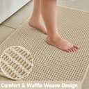 TYUU Pale Beige Bathroom Rug, Waffle Bath Mat Non Slip Washable Super Absorbent Quick Dry Boho Farmhouse Bathroom Decor, 24''x16'' Pale Beige