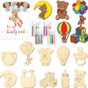 Novabright 24 Set Bear Baby Shower Activity Supplies Wooden Painting Kit for Adults We Can Bearly Wait Baby Shower Decorations Gender Reveal Party Favors Guests Prize Gift Goodie Bag Stuffers