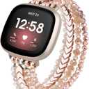 MOFREE Bracelet Compatible with Fitbit Versa 3/Versa 4 Bands/Fitbit Sense/Sense 2 Bands for Women (Rose Gold)