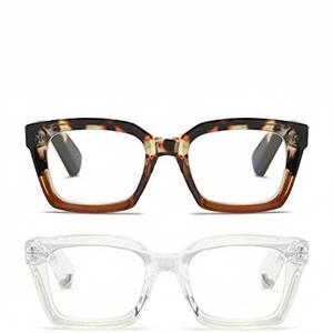 ZXYOO 2 Pack Oversize Square Design Reading Glasses for Women, Blue Light Blocking Reader