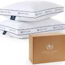Pacific Coast Goose Feather and Down Firm Pillows Queen Size Set of 2, Bed Pillows for Side and Back Sleepers, Supportive Gusseted Hotel Collection Pillow with 100% Cotton Shell
