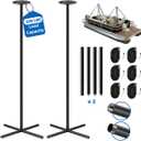 Boat Cover Support Poles System Heavy Duty 2 Pcs, 25”to 62” Sectional Adjustable Steel Boat Tarp Support Poles with Cross Base & Webbing Strap for Jon, V-Hull, & Pontoon Boats