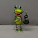 Solar Garden Lights Frog Statue with Solar Lantern Lights,13.78in Tall Frog Decor Fairy Accessories,Birthday Gifts for Women Mom Grandma,Big Metal Decorative Stakes for Home decor,Patio,Porch,Yard Art