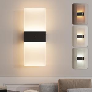 Battery Operated Wall Sconce | Black Base - Wireless Rechargeable, 5000mAh, Remote Control, 3CCT Stepless Dimming, Timer, Modern Sconce for Living Room Bedroom Stairway Hallway 1 Pack